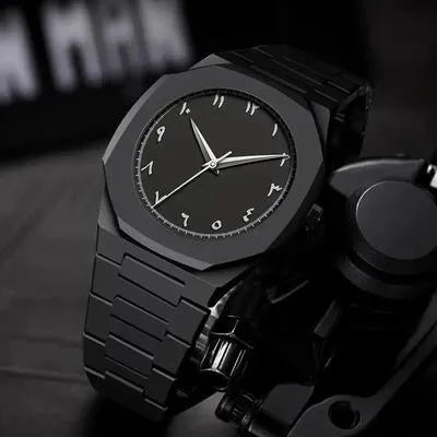 Black Octagonal Chain Watch for Men | Luxury Stainless Steel Wrist Watch