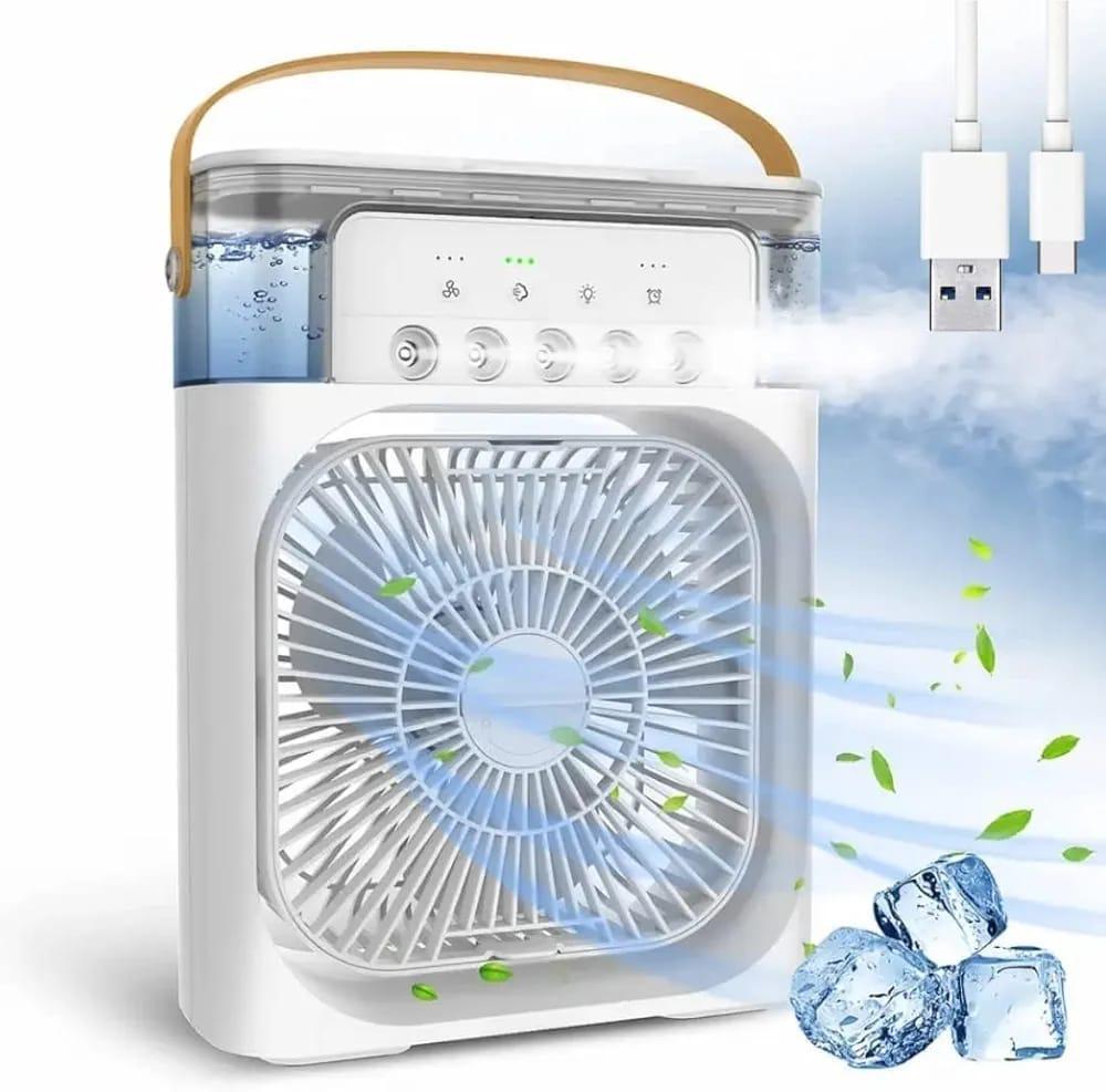 Portable USB Rechargeable Mini Air Cooler with Mist Function | White Personal Cooling Fan