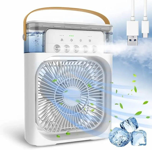 Portable USB Rechargeable Mini Air Cooler with Mist Function | White Personal Cooling Fan