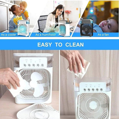 Portable USB Rechargeable Mini Air Cooler with Mist Function | White Personal Cooling Fan