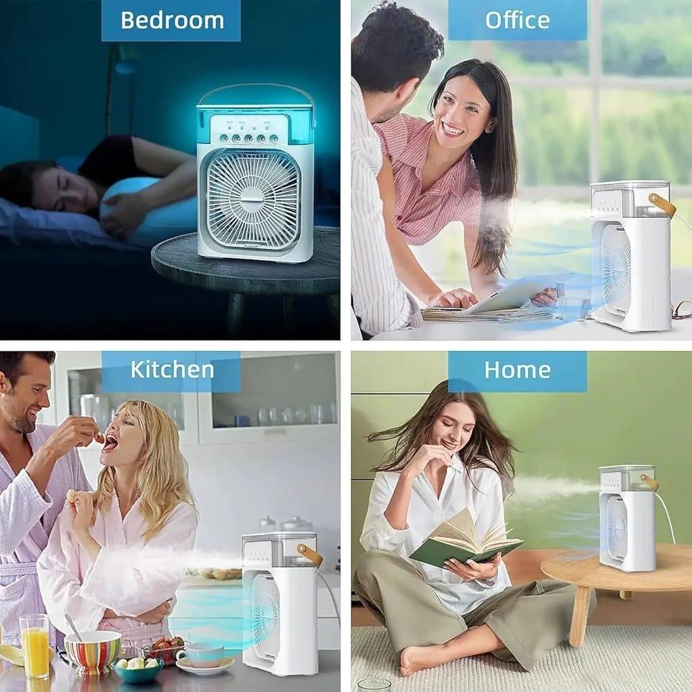 Portable USB Rechargeable Mini Air Cooler with Mist Function | White Personal Cooling Fan