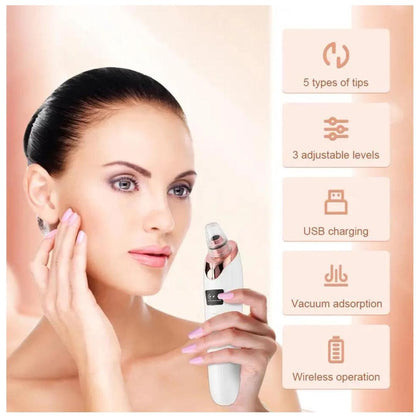 5-in-1 Rechargeable Blackhead Remover Vacuum | Deep Pore Facial Cleanser with Detachable Heads