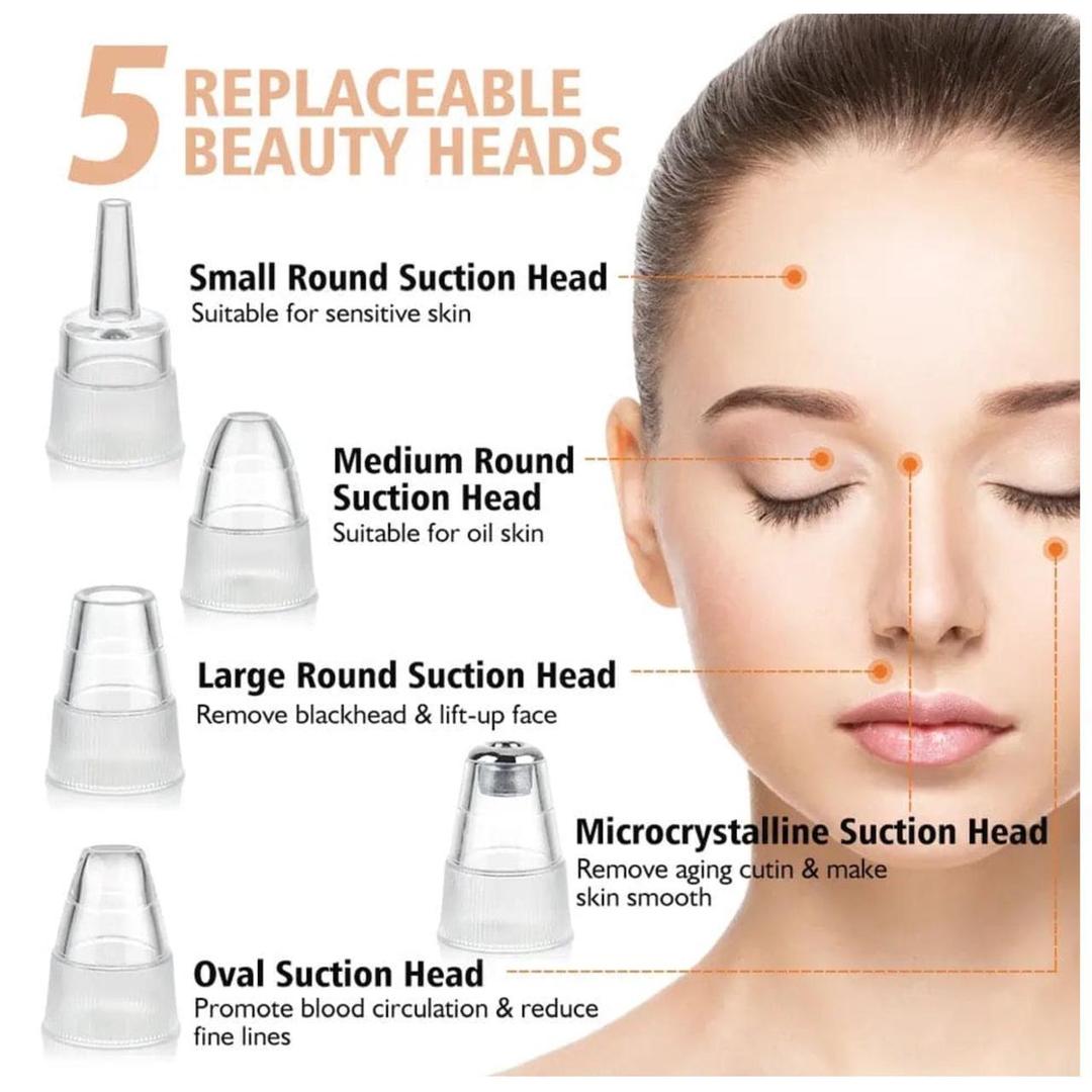 5-in-1 Rechargeable Blackhead Remover Vacuum | Deep Pore Facial Cleanser with Detachable Heads