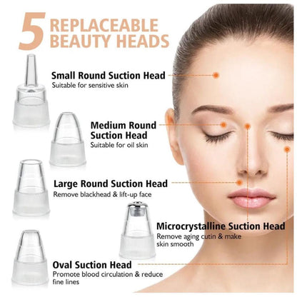 5-in-1 Rechargeable Blackhead Remover Vacuum | Deep Pore Facial Cleanser with Detachable Heads
