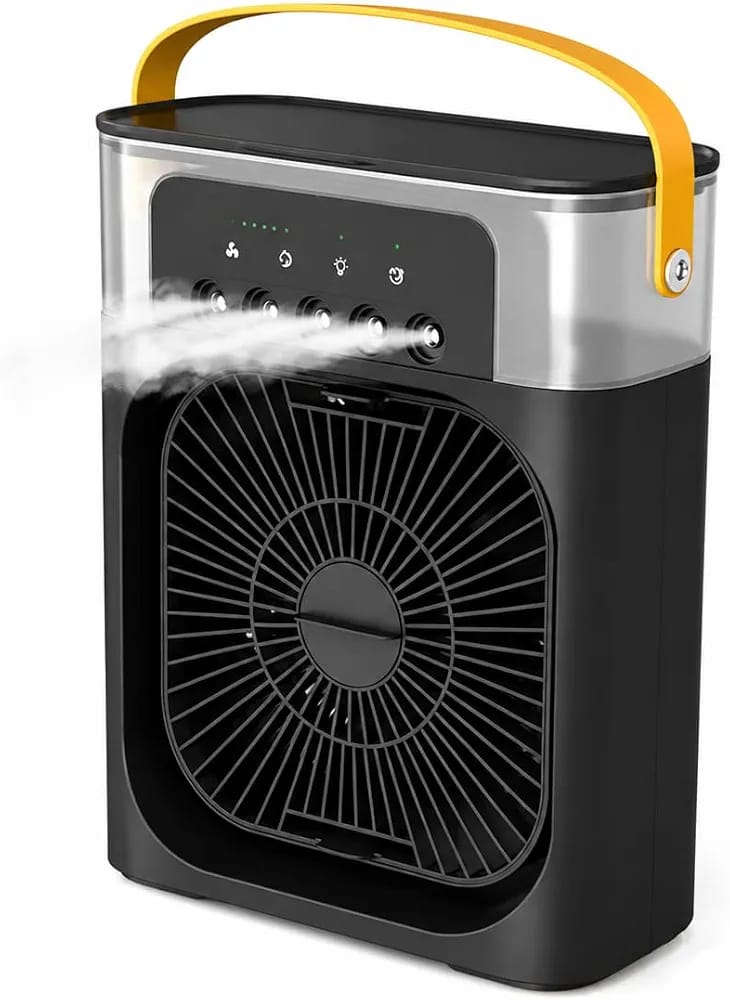 18-Inch Portable Mini Air Cooler Fan with Water Mist Spray | USB Powered, 3-Speed Cooling, LED Light & Timer