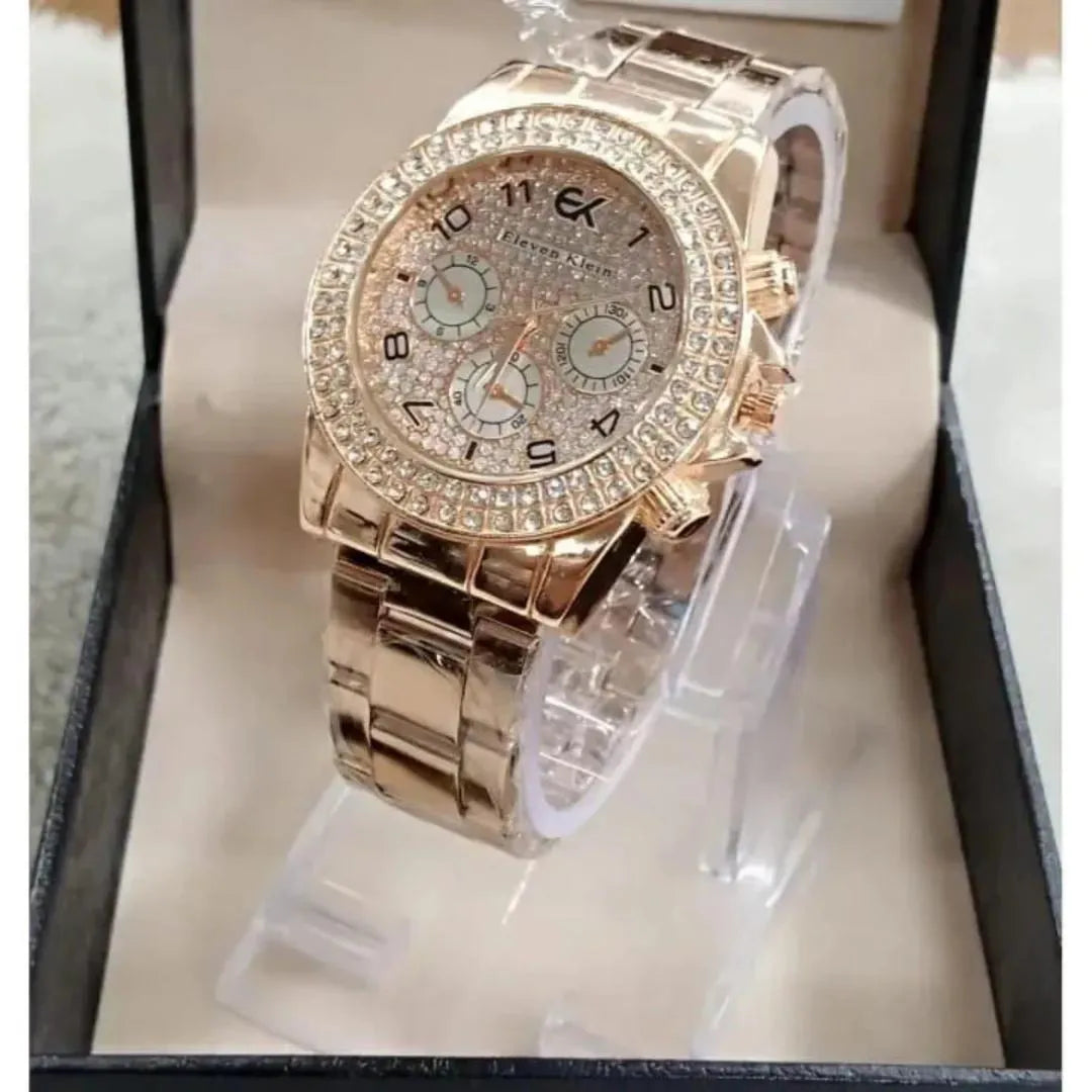 Women's Rose Gold Crystal Watch with Bracelet Strap | Luxury Elegant Wrist Watch