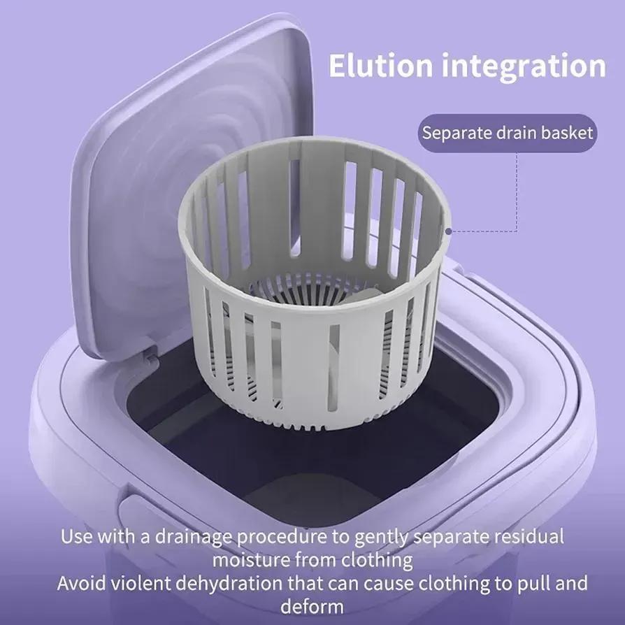 Portable Collapsible Washing Machine with Basket & Lid | Premium Lavender ABS Plastic Mini Washer