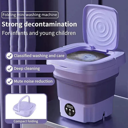 Portable Collapsible Washing Machine with Basket & Lid | Premium Lavender ABS Plastic Mini Washer