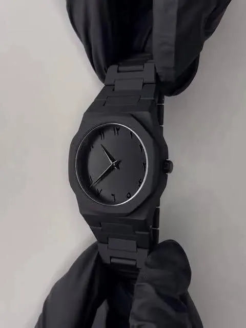 Black Octagonal Chain Watch for Men | Luxury Stainless Steel Wrist Watch