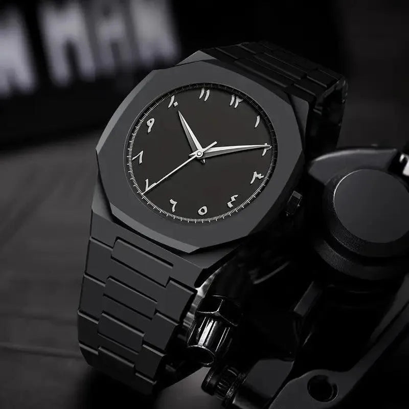 Black Octagonal Chain Watch for Men | Luxury Stainless Steel Wrist Watch