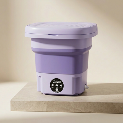 Portable Collapsible Washing Machine with Basket & Lid | Premium Lavender ABS Plastic Mini Washer